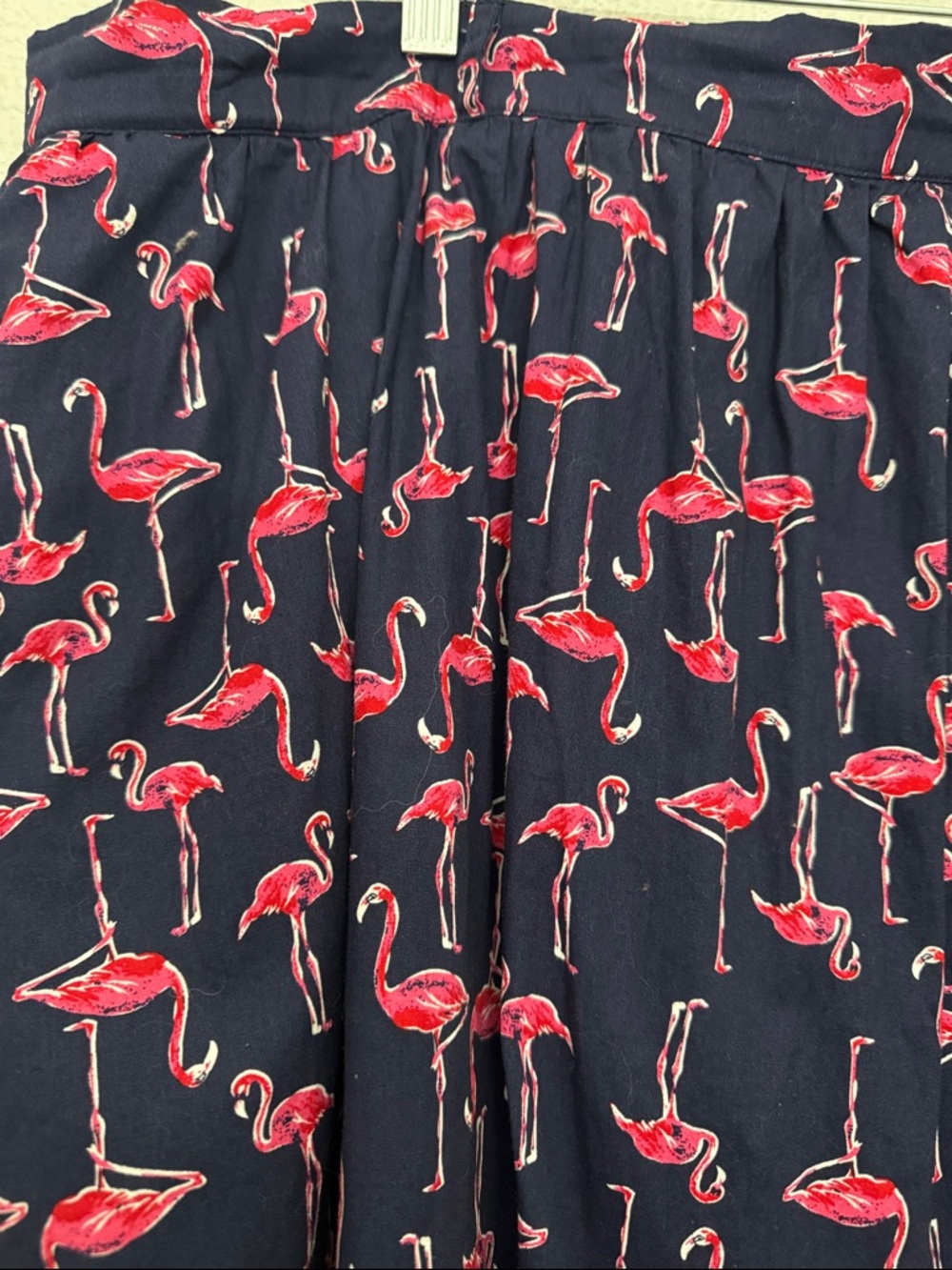 Modcloth Flamingo Print Skirt Navy Blue Size 2X Cotton Lined - Picture 6 of 12